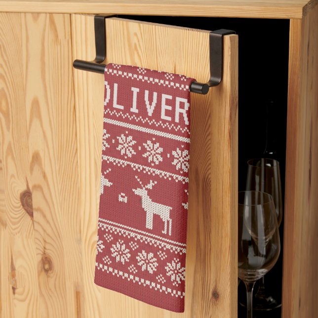 Paño De Cocina Nordic Reindeer Christmas Personalized  (Pliegue de tercios)