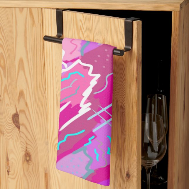 Paño De Cocina Nostalgia de Nostalgia Pop Art en Magenta (Pliegue de tercios)