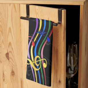 Paño De Cocina Notas coloreadas arco iris de la música