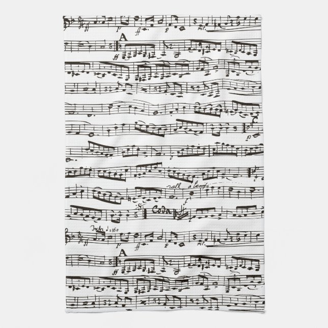 Paño De Cocina Notas musicales blancos y negros (Vertical)