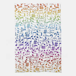 Paño De Cocina Notas musicales coloridas bailando Música Amantes