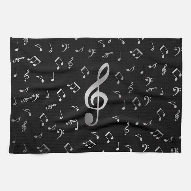 Paño De Cocina notas musicales de plata (Horizontal)