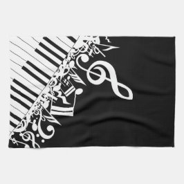 Paño De Cocina Notas musicales improvisadas y claves de piano per