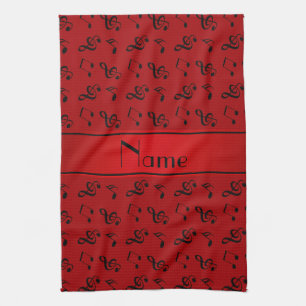 Paño De Cocina Notas rojas conocidas personalizadas de la música