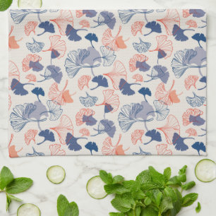 Paño De Cocina Novedad Ginkgo Patrón azul y Naranja