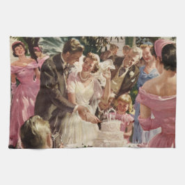 Paño De Cocina Novia casada vintage Groom recién casados cortan e