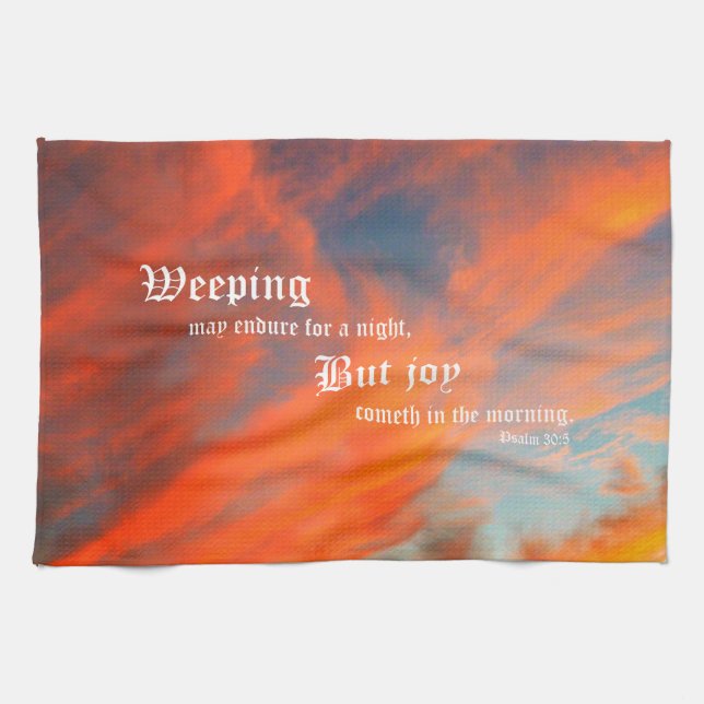 Paño De Cocina Nubes de septiembre con salmo 30:5 (Horizontal)