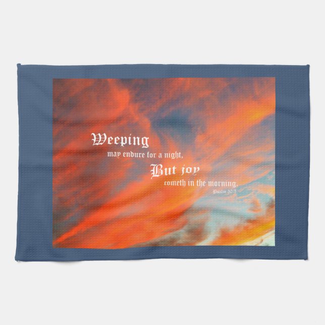 Paño De Cocina Nubes de septiembre con salmo 30:5 (Horizontal)