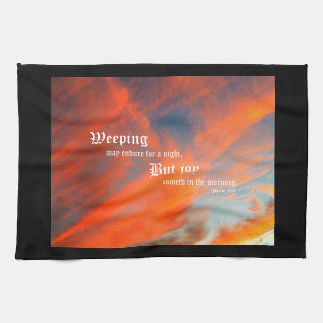 Paño De Cocina Nubes de septiembre con salmo 30:5 (Horizontal)