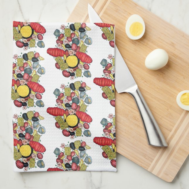 Paño De Cocina Nueva Inglaterra Clama Clambake de langosta Clamba (Doblado Cuarto)