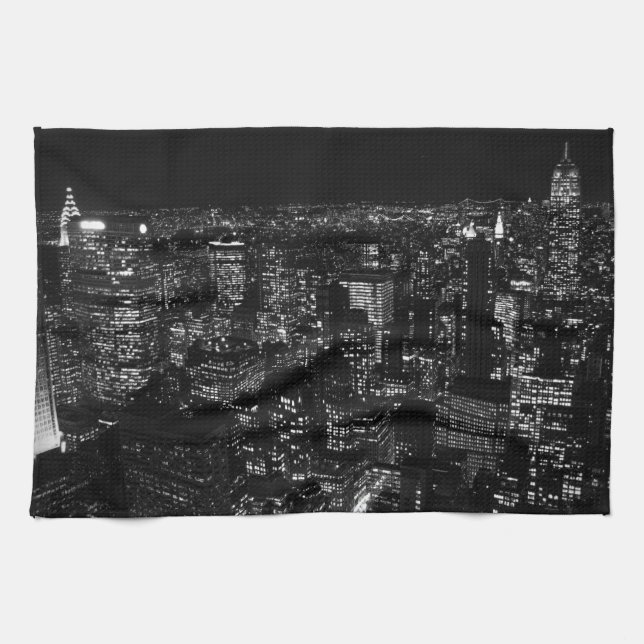 Paño De Cocina Nueva York en blanco y negro (Horizontal)