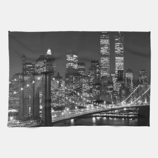 Paño De Cocina Nueva York en blanco y negro (Horizontal)