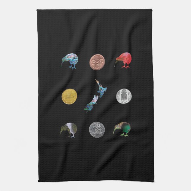 PAÑO DE COCINA NUEVA ZELANDIA PAUA KIWI DINERO (Vertical)