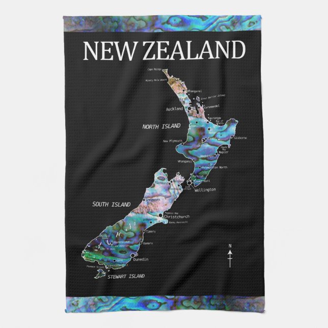 PAÑO DE COCINA NUEVA ZELANDIA PAUA MAPA TOWEL DE TÉ (Vertical)