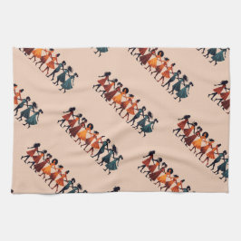 Paño De Cocina Nueve damas bailando esténcil de corte estilo retr