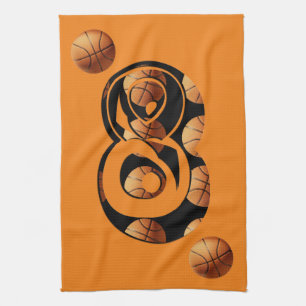 Paño De Cocina Número ocho de baloncesto,