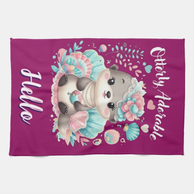 Paño De Cocina Nutria adorable y kawaii (Horizontal)