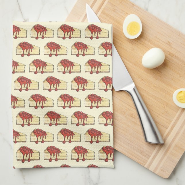 Paño De Cocina NYC Cherry Cheesecake Slice Dessert Baking Food (Doblado Cuarto)