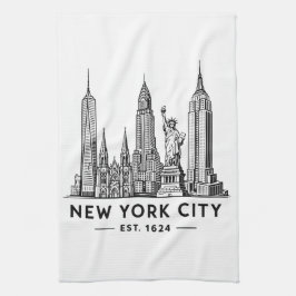 Paño De Cocina NYC Skyline Illustration with Statue of Liberty