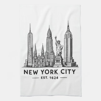 Paño De Cocina NYC Skyline Illustration with Statue of Liberty