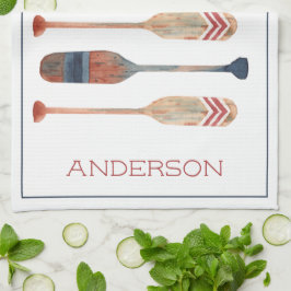Paño De Cocina Oars de playa náutica costera personalizados