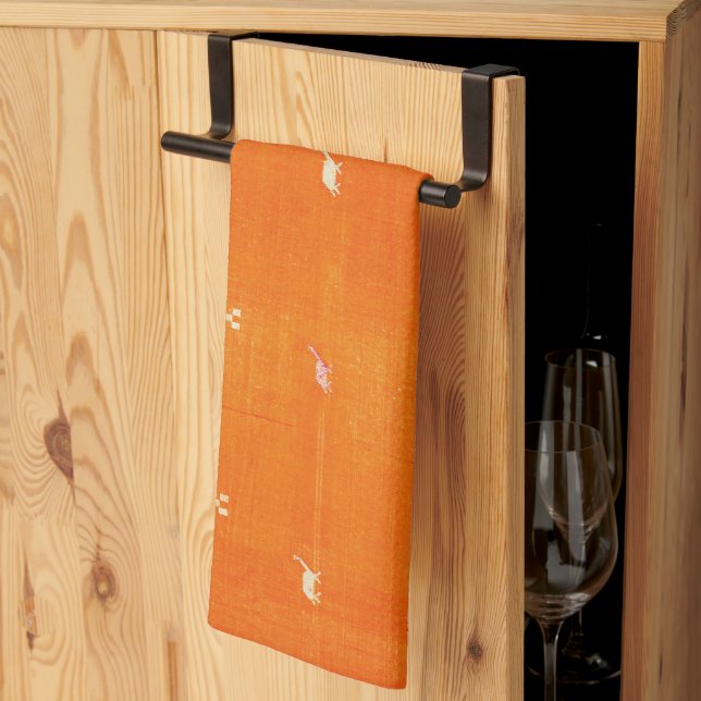 Paño De Cocina Oasis del atardecer: Naranja Heredado Boho Marroqu (Pliegue de tercios)