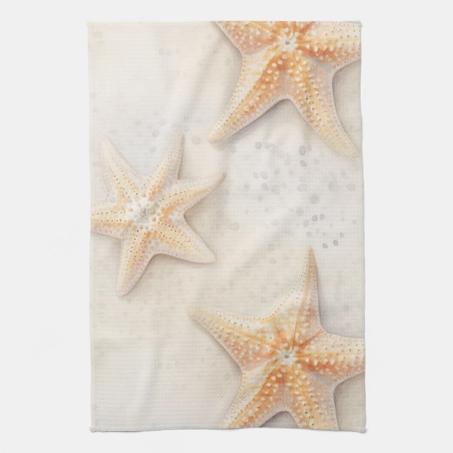 Paño De Cocina Ocean Cream Peach Beach Starfish (Vertical)