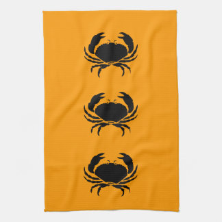 Paño De Cocina Ocean Glow_Black sobre el cangrejo Naranja