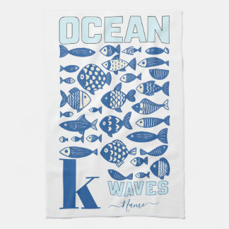 Paño De Cocina Ocean Waves Coastal Fish Kitchen Towel – Nautical