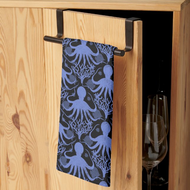 Paño De Cocina Octopus (dark background) (Pliegue de tercios)