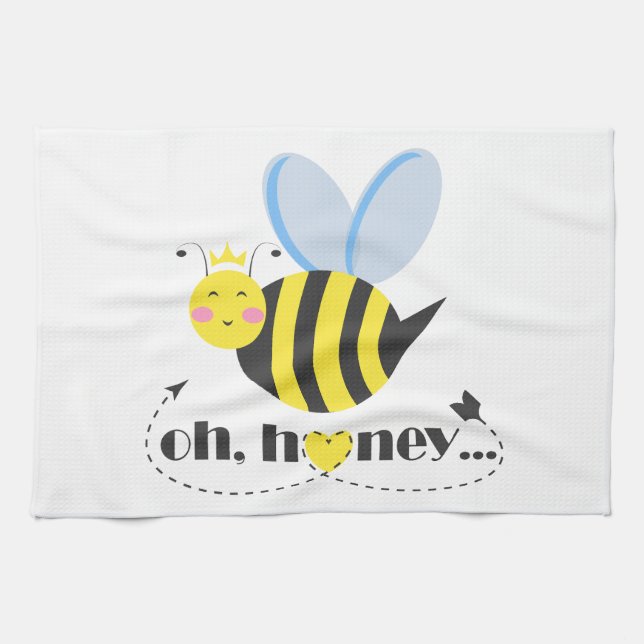 Paño De Cocina Oh Honey Valentines reina Bee personaje con tiara (Horizontal)