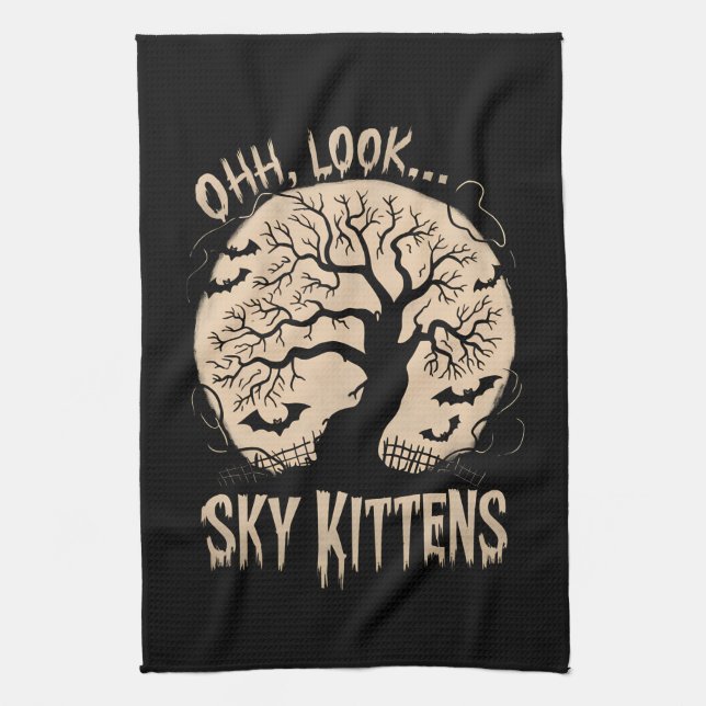 Paño De Cocina Oh Look Sky Kittens Halloween Funny Bats Lover (Vertical)