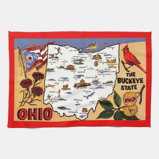 Paño De Cocina  Ohio Buckeye State Postcard (Horizontal)