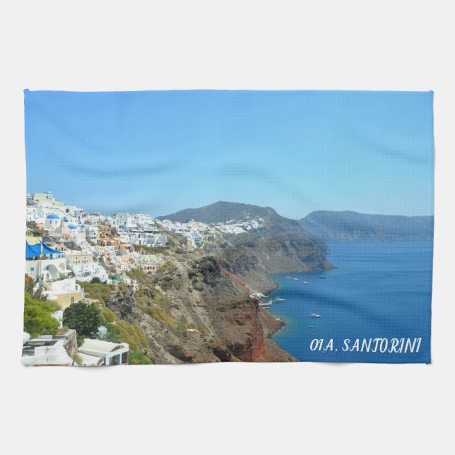 Paño De Cocina Oia, paisaje de Santorini (Horizontal)