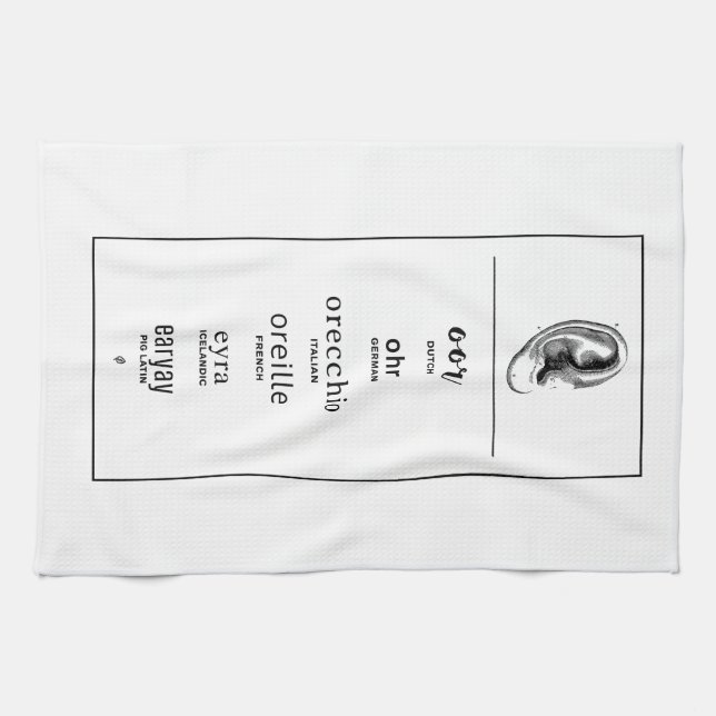 Paño De Cocina Oído en diferentes idiomas (Horizontal)