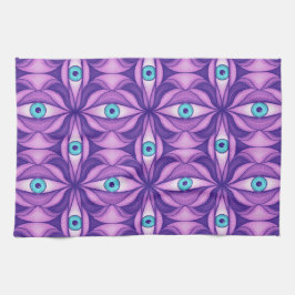 Paño De Cocina Ojos Azules Patrón Floral Púrpura Botánico Abstrac
