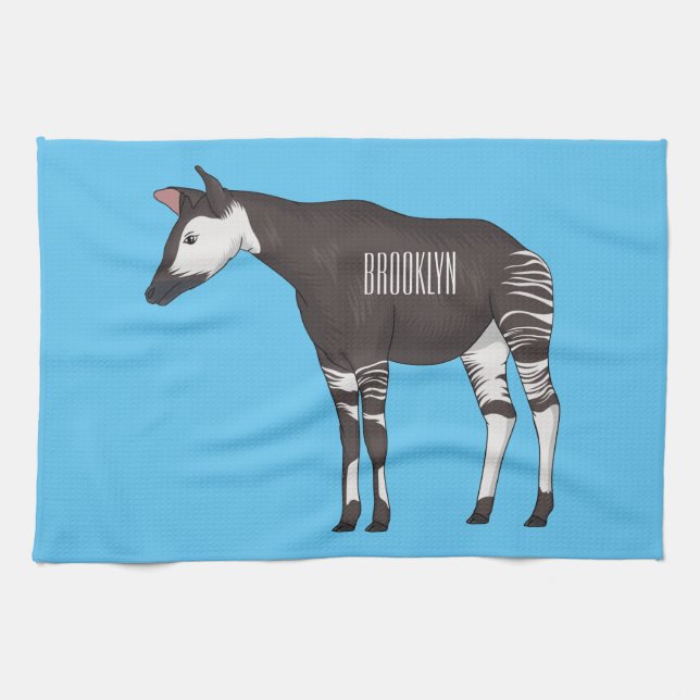 Paño De Cocina Okapi cartoon illustration  (Horizontal)