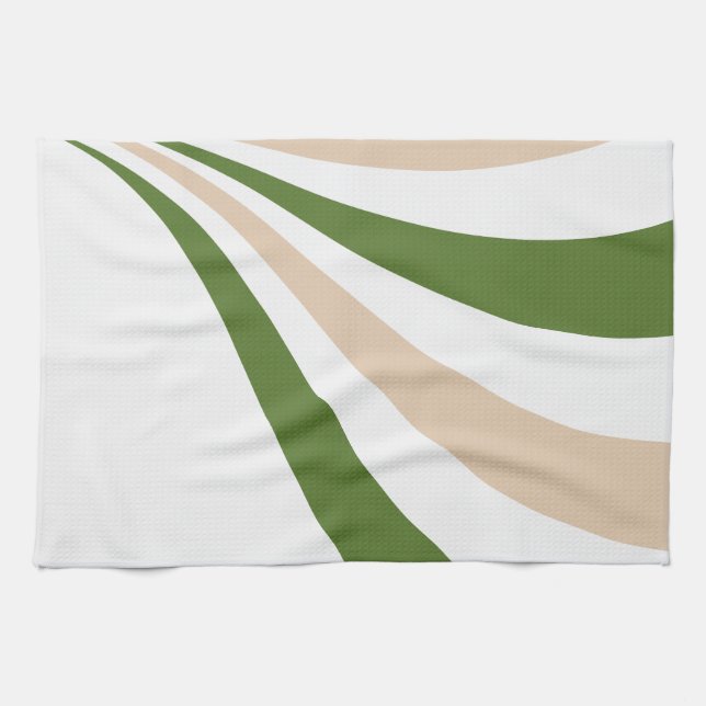 Paño De Cocina Ola blanca, de arena y verde pálido (Horizontal)