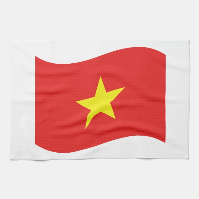 Paño De Cocina Ola de bandera de Vietnam (Horizontal)