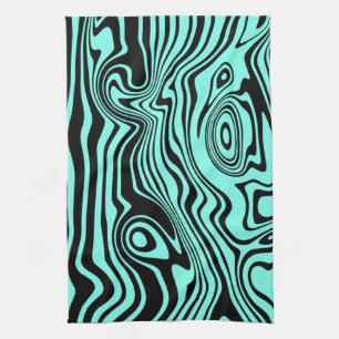 Paño De Cocina Olas abstractas de cocina azul Verde azulada Toall
