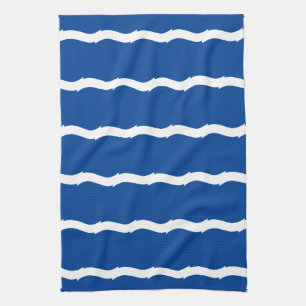 Paño De Cocina Olas azules blancas rayas patrón náutico