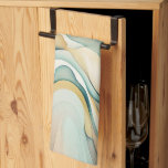 Paño De Cocina Olas de arte acuáticas abstractas. Movimiento de f<br><div class="desc">Resumen de las olas de arte acuático Kitchen Toallas en suaves colores verdes beige. Moderno movimiento colorido de la pintura.</div>
