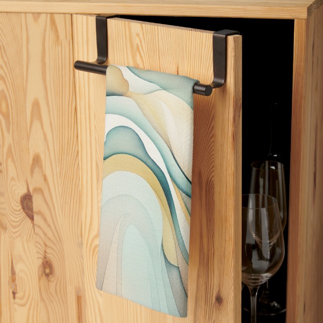 Paño De Cocina Olas de arte acuáticas abstractas. Movimiento de f (Pliegue de tercios)