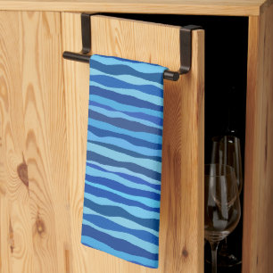 Paño De Cocina Olas de azul cian naval cobalto azul cielo 