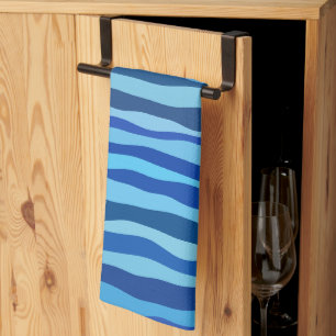 Paño De Cocina Olas de azul cian naví cobalt sky blue 