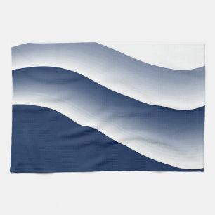 Paño De Cocina Olas de océano azul marino abstractas