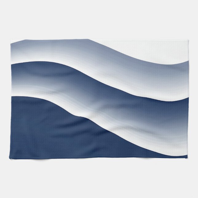 Paño De Cocina Olas de océano azul marino abstractas (Horizontal)