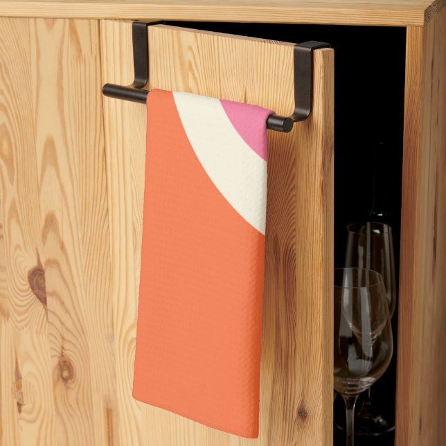 Paño De Cocina Olas simples 3 - rosa, Naranja y crema (Pliegue de tercios)