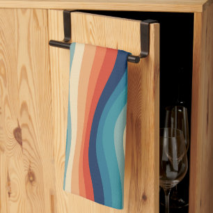 Paño De Cocina Olas Vintage Retro Coloridas