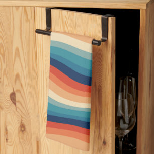 Paño De Cocina Olas Vintage Retro Coloridas